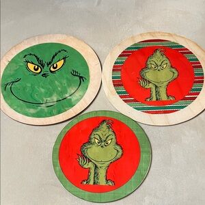 Three Grinch-Themed wreath signs